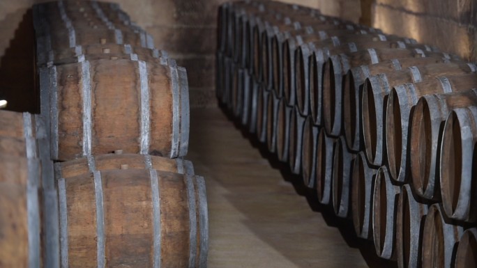 波尔多葡萄园酒窖桶