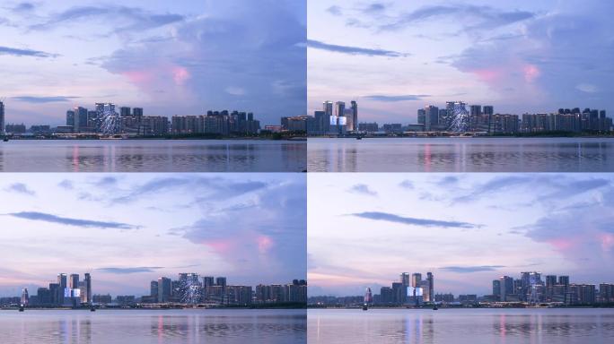 4K深圳欢乐港湾的晚霞和夜景