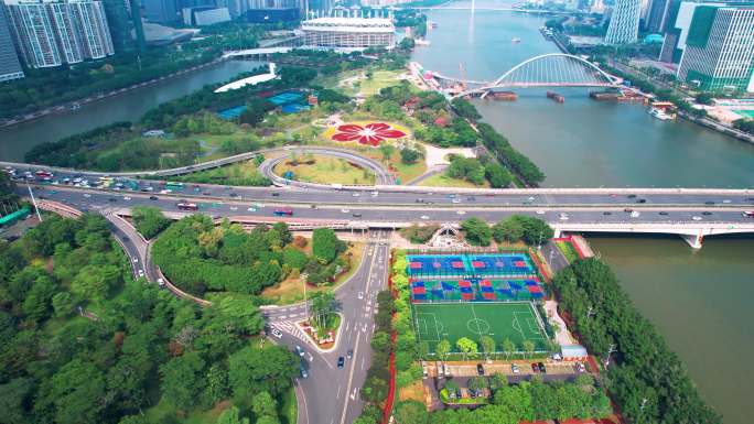 广州城市交通广州大桥5段合并最新多镜头