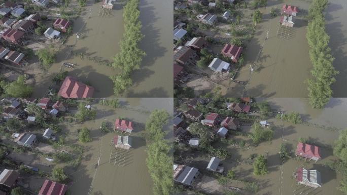 洪水淹没农村地区的村庄