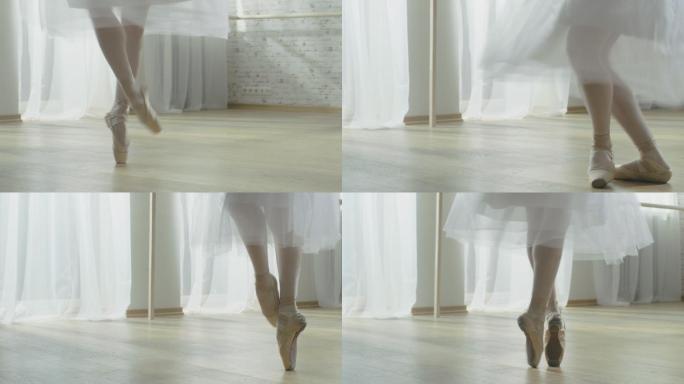芭蕾舞演员腿部在跳舞和旋转