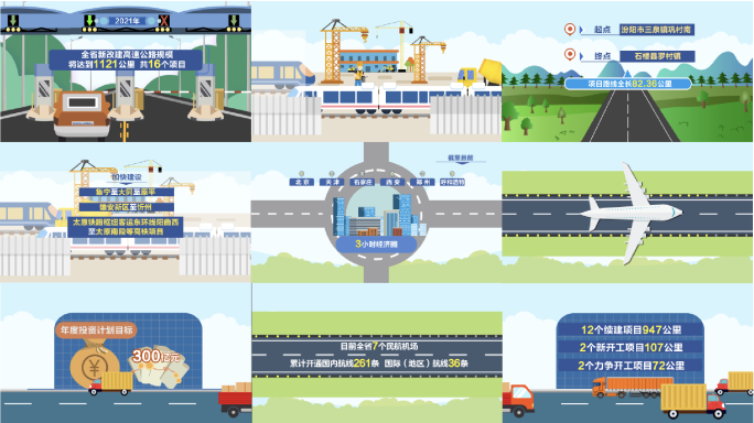 高速公路高铁机场城市道路MG动画