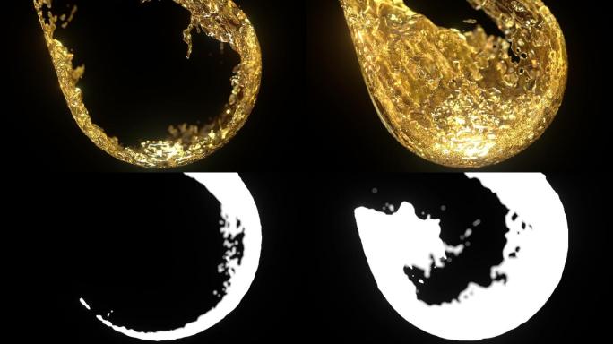 液体倒出在黑色背景上