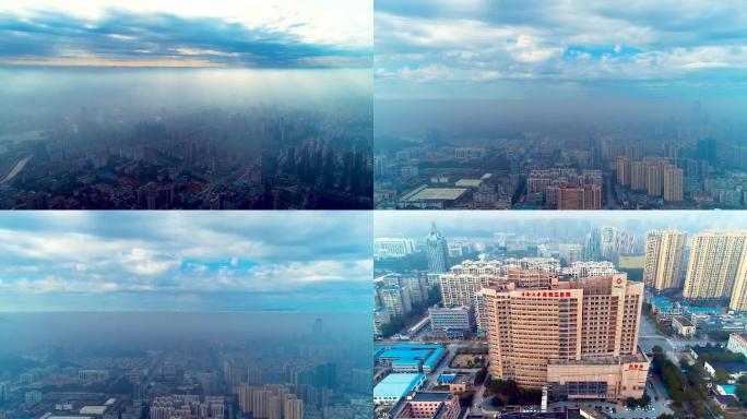 疫情雾霾笼罩下的长沙城