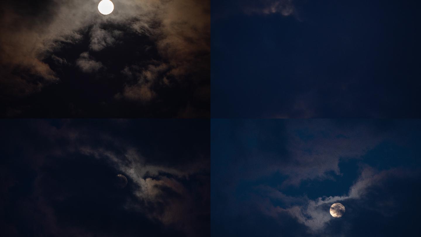 满月被乌云遮掩的时间推移