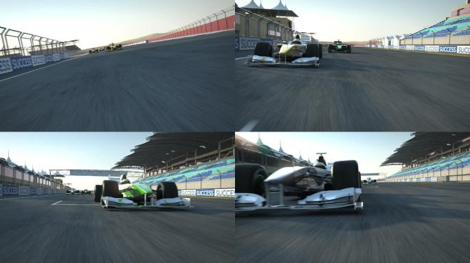 赛车穿越终点线冒险惊险刺激F1赛场场地场