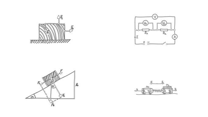 手绘物理实验图形png序列图（6个）
