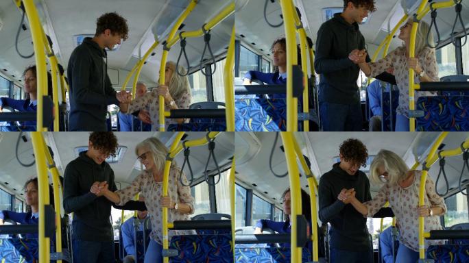 在乘坐公交车时帮助别人