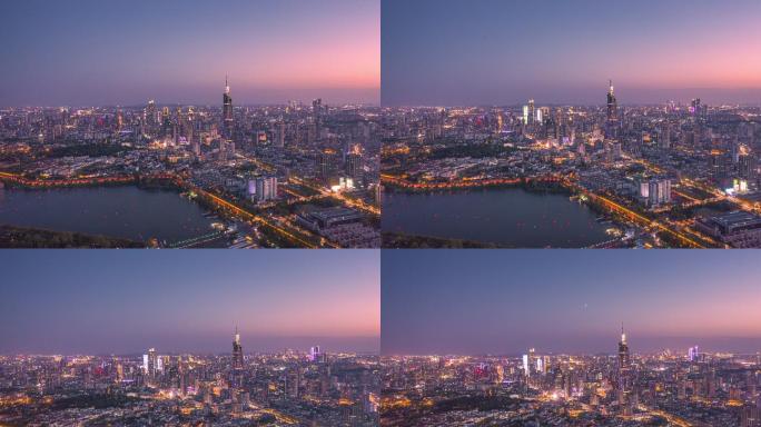 南京城-紫峰-新街口夜景航拍延时