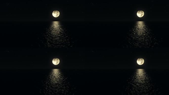 月光之路与海上的低月亮无缝循环