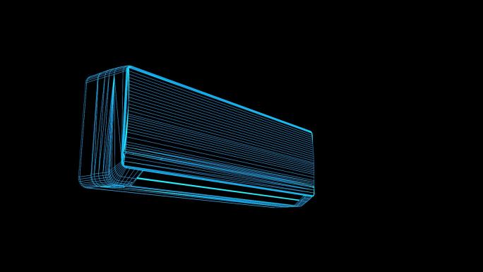 蓝色线框全息科技空调机循环带通道