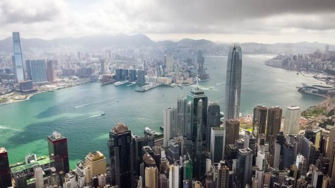 香港中心城区及维多利亚港景观延时