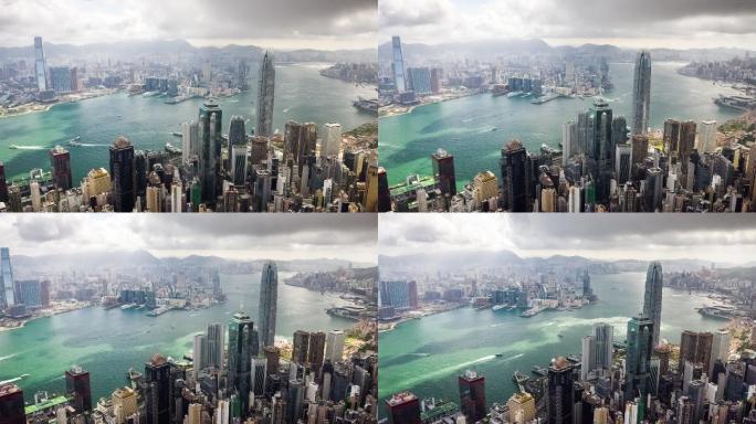 香港中心城区及维多利亚港景观延时