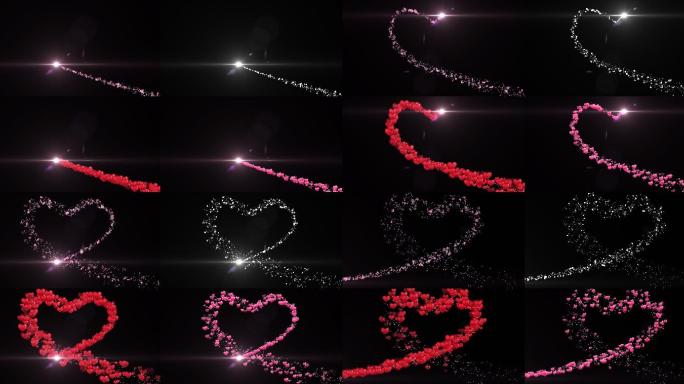 4款爱心粒子视频包粒子花瓣玫瑰