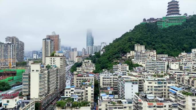 贵阳城市街道宣传片vlog古庙车流空镜头