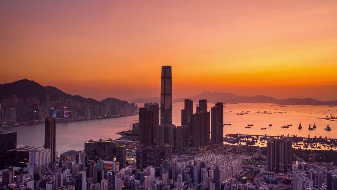 香港环球贸易广场航拍延时4K