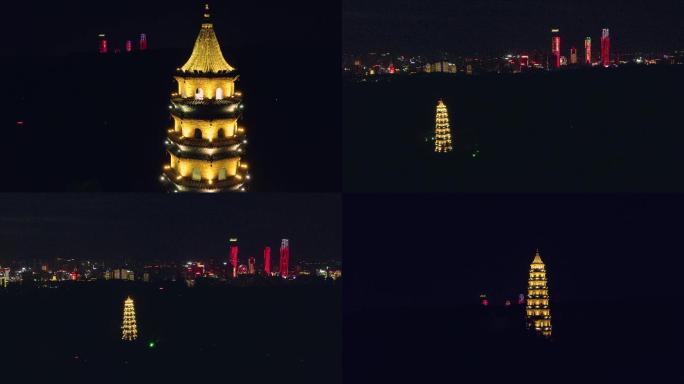 南宁航拍龙象塔青秀山夜景地标东盟商务区