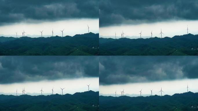 大风车发电乌云暴雨