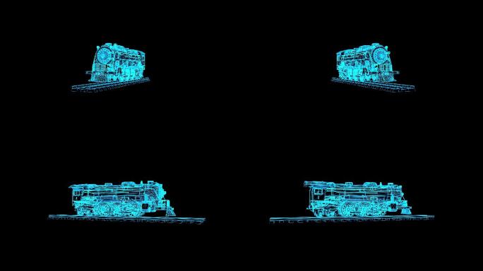蓝色全息科技蒸汽机动画带通道