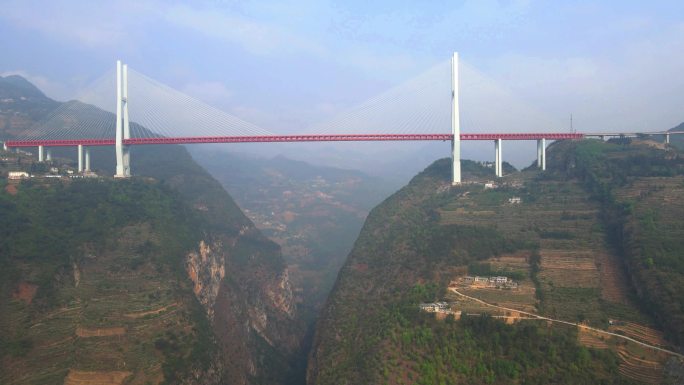 航拍4K贵州北盘江大桥