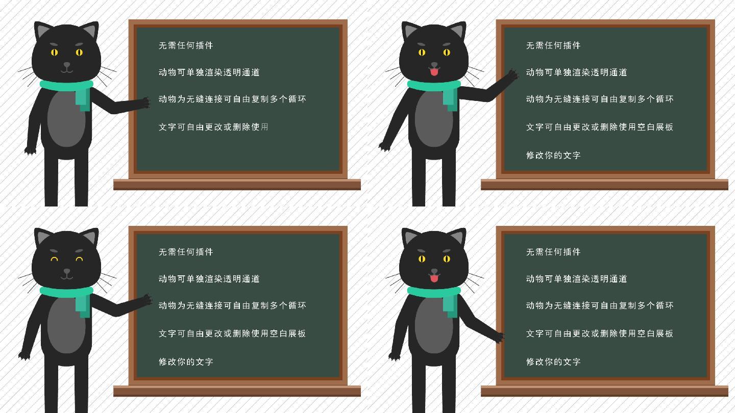 MG动画卡通猫咪教师讲课动物解说员