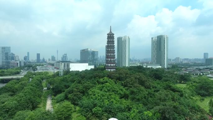 广州海珠琶洲塔高清航拍