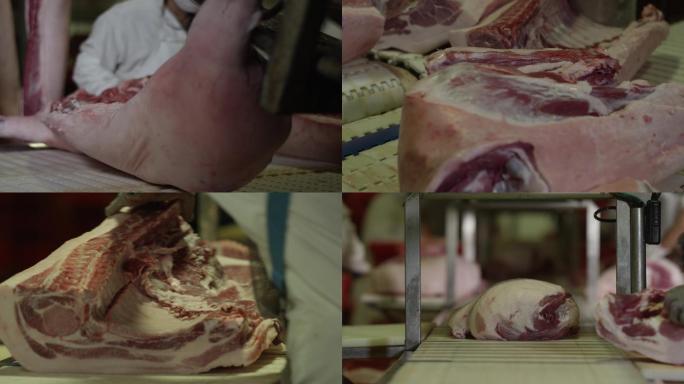肉联厂整猪分割过程4k