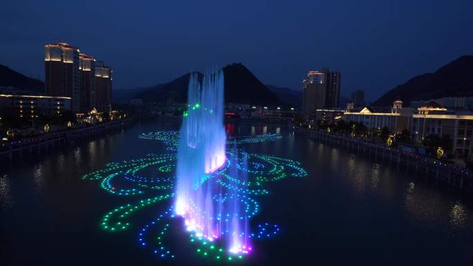 凤县凤凰湖灯光喷泉