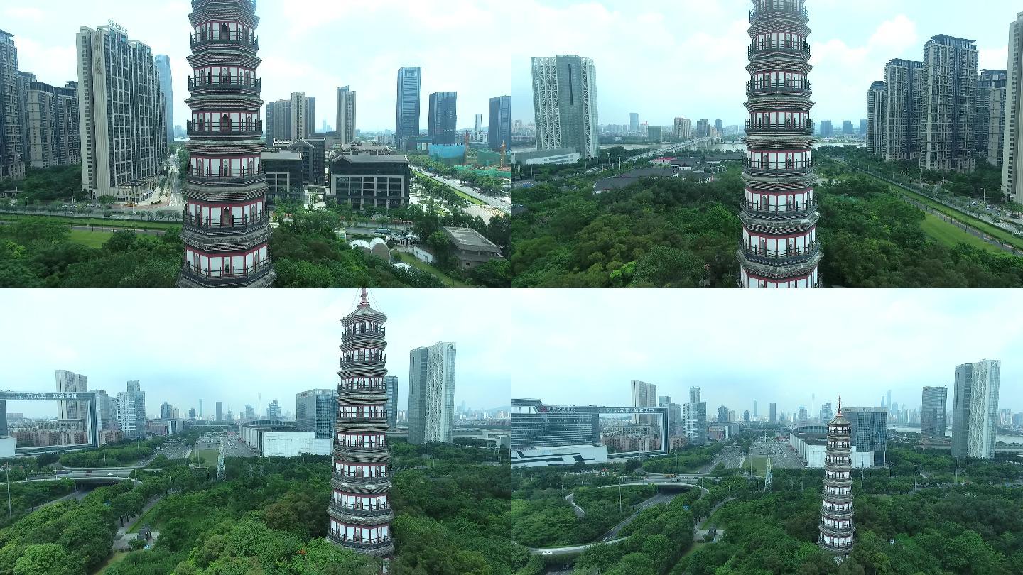 广州海珠琶洲塔高清航拍3