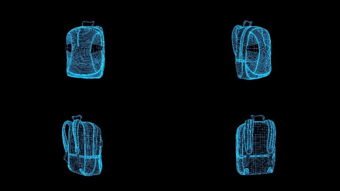 蓝色线框科技全息背包动画素材带通道