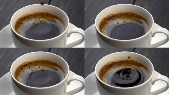 咖啡滴滴进咖啡杯里