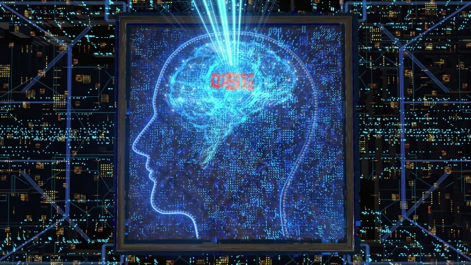 蓝色科技感智能大脑中国芯片
