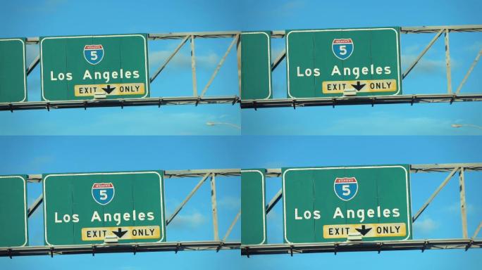 洛杉矶标志路牌指示牌高速提示牌