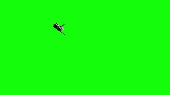 航天飞机飞行。绿色屏幕。