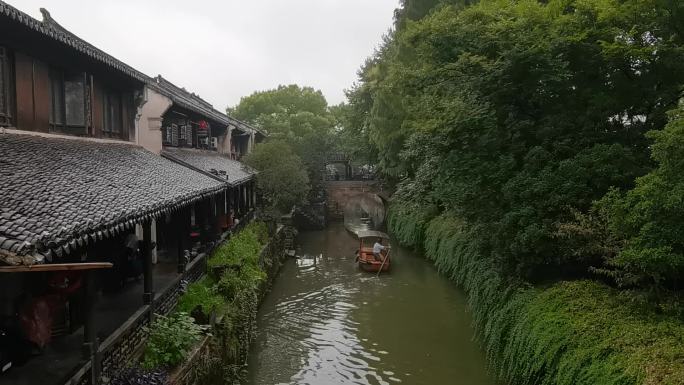 古镇河道江南水乡古建筑小巷小桥流水