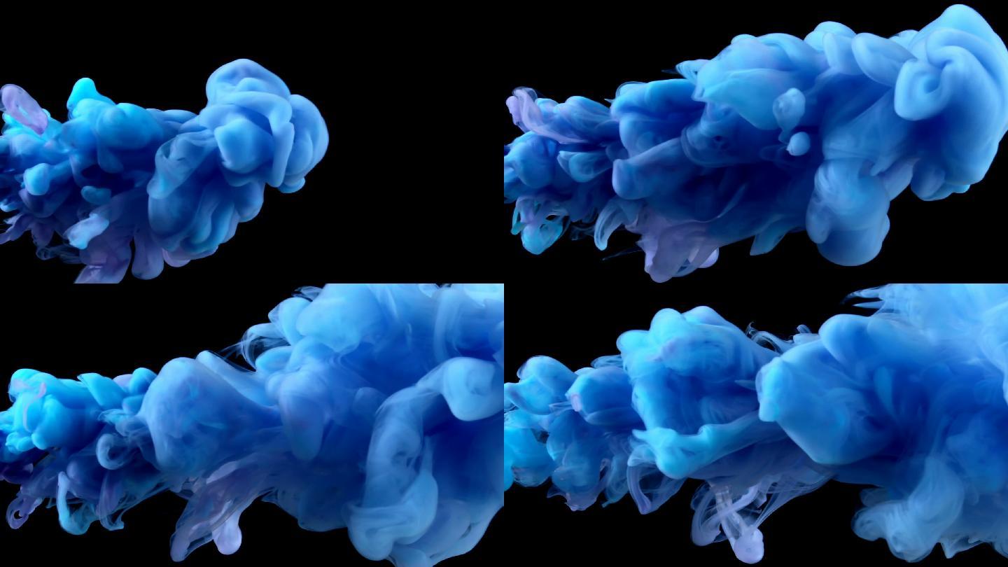 蓝色烟雾抽象视觉吞云吐雾检测测试视频画面
