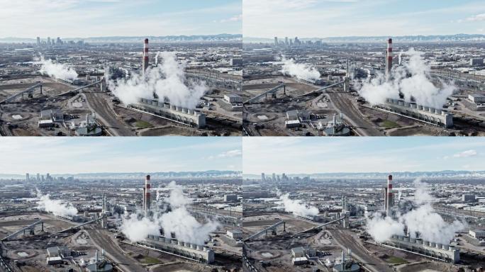 发电厂冒出的蒸汽，烟雾，空气污染