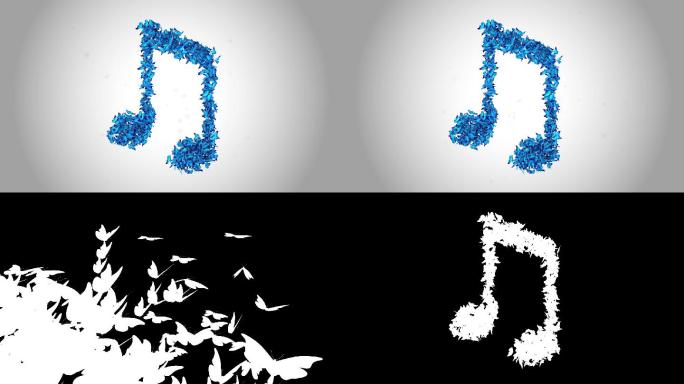 蓝色蝴蝶制造的音符符号-阿尔法