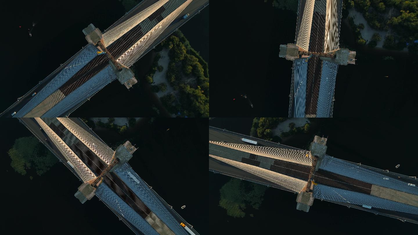 日落时基辅南桥的俯视图