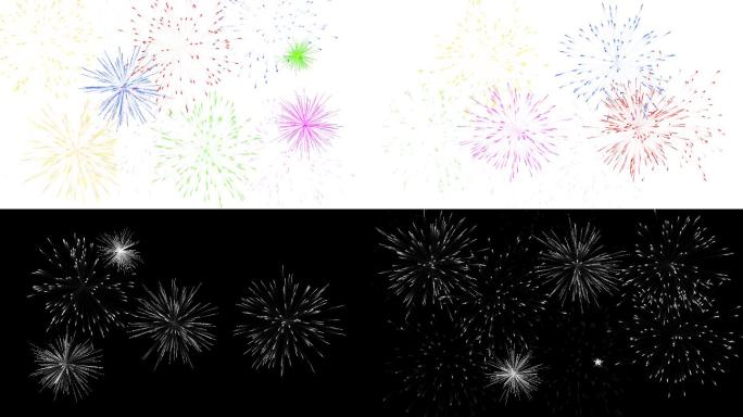 白色背景上的烟花。