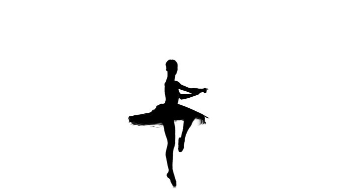 芭蕾舞者起舞剪影舞蹈剪影黑色通道舞蹈演员