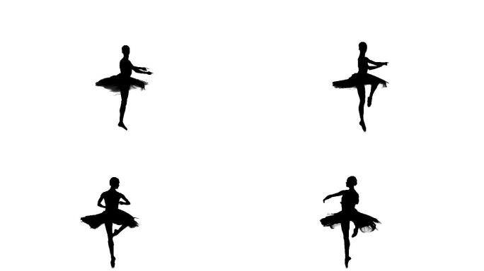 芭蕾舞者起舞剪影舞蹈剪影黑色通道舞蹈演员