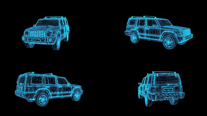蓝色全息科技越野车循环带通道