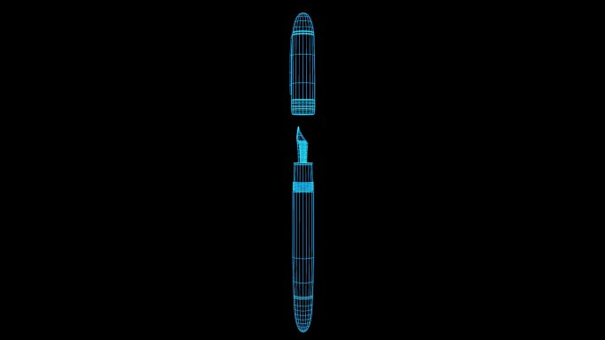 蓝色全息科技钢笔循环带通道