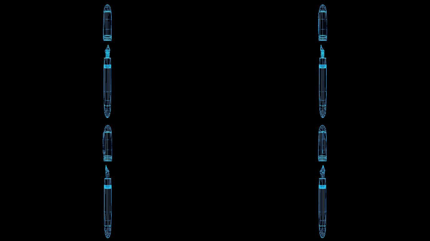 蓝色全息科技钢笔循环带通道