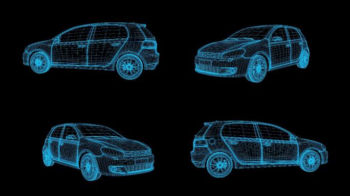 蓝色全息科技小轿车循环带通道