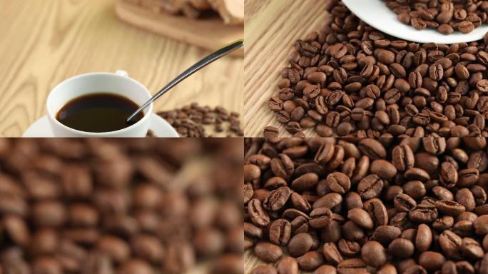 黑咖啡美式咖啡饮品咖啡豆美食短片