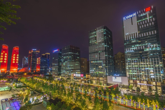 成都交子大道车流夜景延时4K