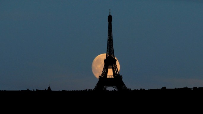 法国埃菲尔铁塔埃菲尔铁塔月亮延时法国文化