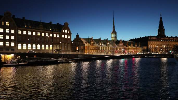 丹麦哥本哈根夜晚景色